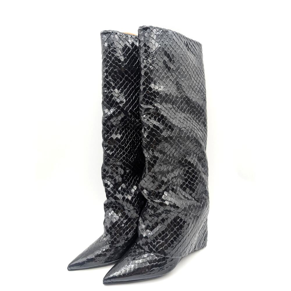 Steve Madden Paley Snake Embossed Boot Pointed To… - image 1